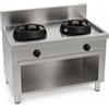Casta Cucina wok a gas con canale posteriore senza lavaggio, 2 fuochi, 1000 x 700 mm, h 850 mm - 21,0 kW