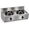 Casta Cucina wok a gas con canale posteriore senza lavaggio, 2 fuochi, 1200 x 700 mm, h 315 mm - 14,0 kW