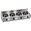 Casta Cucina wok a gas con canale posteriore senza lavaggio, 4 fuochi, 2000 x 700 mm, h 315 mm - 21,0 kW
