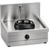 Casta Cucina wok a gas con canale posteriore senza lavaggio e alzatina 400 mm, 1 fuoco, 600 x 700 mm, h 315 mm - 21,0 kW