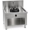 Casta Cucina wok a gas con canale posteriore senza lavaggio e alzatina 400 mm, 1 fuoco, 600 x 700 mm, h 850 mm - 21,0 kW