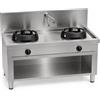 Casta Cucina wok a gas con canale posteriore senza lavaggio e alzatina 400 mm, 2 fuochi, 1000 x 700 mm, h 850 mm - 21,0 kW