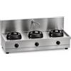 Casta Cucina wok a gas con canale posteriore senza lavaggio e alzatina 400 mm, 3 fuochi, 1500 x 700 mm, h 315 mm - 14,0 kW