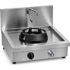 Casta Cucina wok a gas con canale posteriore, lavaggio e alzatina 400 mm, 1 fuoco, 600 x 700 mm, h 315 mm - 14,0 kW