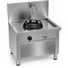 Casta Cucina wok a gas con canale posteriore, lavaggio e alzatina 400 mm, 1 fuoco, 600 x 700 mm, h 850 mm - 21,0 kW