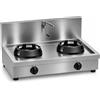Casta Cucina wok a gas con canale posteriore, lavaggio e alzatina 400 mm, 2 fuochi, 1000 x 700 mm, h 315 mm - 21,0 kW
