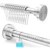 BENKSTEIN Asta per tenda e asta flessibile senza foratura, in acciaio inox, 115-215 cm, antiscivolo, stabile, con 12 anelli per doccia, ideale per bagno, tende e vestiti