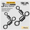 9KM DWLIFE Girelle a 3 vie Pesca Crossline Girevole Acqua salata 25 ~ 100 Pz Esche da pesca Anello Catena Connettore Acqua dolce Traina Pesce gatto Rig