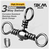 9KM DWLIFE Girelle da Pesca a 3 Vie 9KM, 25-100 Pezzi, in Ottone per Catfish, Surf Rig, Acqua Salata e Dolce, Girelle a Barilotto