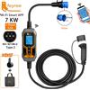 feyree Caricatore EV Portatile Feyree Tipo 2 32A 7KW con Controllo Wi-Fi e APP, Corrente Regolabile, Ricarica Intelligente Temporizzata, Wallbox EVSE per Casa e Esterni
