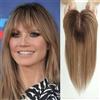 HAIRCUBE Parrucche Toppers per capelli umani veri castani Ombre con frangia Pezzi di clip con base in seta Capelli topper dritti da 14 pollici per estensione dei capelli da donna