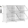 SONGMICS Scarpiera in Plastica, 4 Scomparti, Scarpiera Modulare, Scaffale Modulare in Plastica, 30 x 40 x 30 cm per Cubo, con Anta, Struttura in Acciaio, Pannelli in Plastica, Bianco