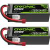 OVONIC Batteria Lipo OVONIC 4s 14.8V 120C 6500mAh con spina Deans T per RC Car Truck Quadcopter Elicottero Camion Barca Aereo (2 pezzi)