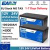 EASUN POWER Batteria LiFePo4 12V 24V 100AH 200AH Batteria al litio ferro fosfato BMS integrato Grado A 6000 Ciclo Solare da campeggio STOCK UE
