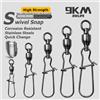 9KM DWLIFE 9KM 10 Pezzi Girella con Cuscinetto a Sfera e Moschettone Duo-lock, Clip Girevole da Pesca, Connettore per Lenza, Nichel Nero per Acqua Salata e Dolce