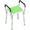 HOMCOM Sgabello da doccia HOMCOM per anziani e disabili con braccioli, altezza regolabile, piedini antiscivolo, sedia da bagno in alluminio antiruggine, Verde