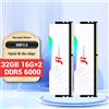 kingbank Memoria RAM DDR5 RGB serie KingBank, RAM DDR5 per PC 16GBx2 6000MHz per Desktop, Chip Hynix Bianco CL30