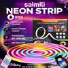 saimili Striscia LED RGB Intelligente Bluetooth con Luce al Neon Colorata 1M 2M 3M 5M con Telecomando USB 5V, Dimmer LED, Lampada Decorativa per Camera da Letto e Tavolo