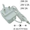 JUNCHEN Alimentatore 24V con Spina UK 1A 1.5A, Fonte di Alimentazione 24V 2 Ampere, Alimentatore UK 24V Bianco, Alimentatore 24 Volt 2 Ampere DC 24V 2A Bianco