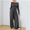 HUAZHENMIAN Nuovo Set Due Pezzi da Donna per Casa e Notte, Pantaloni Larghi Comodi, Morbidi e Confortevoli, Set Sportivo e Casual alla Moda