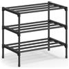 SONGMICS Scarpiera, 3 Ripiani, Scarpiera Stretta per Ingresso, Organizer per Scarpe, Metallo, Mobile per Soggiorno, Impilabile, 30 x 45 x 48,5 cm, Nero