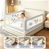 NONE Sponda di Sicurezza Pieghevole per Lettino Bambini 120-200CM Regolabile 1/2/3 Lati Anti-caduta, Barriera per Letto Bambini Zero Gap, Protezione Sicurezza Bambini