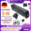 Anliville Nuovo pacco batteria al litio Silver Fish 36V 48V 15Ah 20Ah con caricabatterie XLR 2A/3A per biciclette elettriche pieghevoli da 250W-1500W, biciclette elettriche a due ruote, biciclette pieghevoli