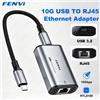 fenvi Adattatore Ethernet Fenvi 10G USB 3.2 a RJ45, Scheda di Rete RTL8159 ad Alta Velocità per Windows 7/8/10/11 e Linux