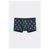 Tezenis Boxer In Cotone Stampato Bordi A Contrasto Con Logo Uomo Blu