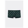 Tezenis Boxer In Cotone Stampato Bordi A Contrasto Con Logo Uomo Verde