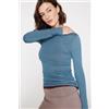 Tezenis Maglia Leggerissima Scollo Barchetta Con Lana Merino Donna Blu