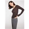 Tezenis Maglia Maniche Lunghe Scollo V Pizzo/lana Merino Donna Marrone