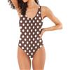 Joitme Costume da bagno intero da donna bianco marrone retrò a pois, piccolo, costume da bagno intero sexy per le donne