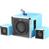 Selius Altoparlante Bluetooth da 27 Watt RMS - Sistema stereo 2.1 - Blu - Altoparlante portatile