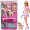 Toys One Barbie Twinning Looks, Bambola con Cucciolo a Passeggio di Mattel