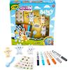 Crayola washimals - set bluey con 3 cuccioli, 6 pennarelli e 40 adesivi lavabili