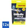 Gillette Blue 3 Smooth rasoio usa e getta - rasatura confortevole - 6 lamette - confezione valore - 12 pezzi