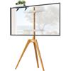 Putorsen Supporto TV di alta qualità - Modello standard con piedistallo in legno - Supporto TV regolabile - Treppiede per schermi LED LCD da 45-65 pollici - Schermo girevole