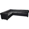 vidaXL FAMIROSA Divano ad Angolo, Legno PVC, Nero, Six Places