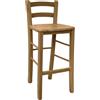 OKAFFAREFATTO MADDALONI Sgabello Alto da Bar in Legno Noce Chiaro con Schienale H67cm, Seduta Massello, per Cucina Bancone Ristorante