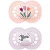 Mam Succhietto Original 16+ Mesi, Tettarella Ortodontica Silicone, Pratico Porta Ciuccio Sterilizzatore, Rosa/lilla, 2 Pezzi