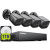 SANNCE Kit CCTV Sistema di Videosorveglianza 1080p DVR 8 Canali + 4 Telecamere d