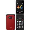 TTfone TT760 Telefono Cellulare 4G a Flip con Grandi Pulsanti per Anziani e Pulsante di Assistenza d'Emergenza - Telefono Cellulare Semplice Sbloccato (con cavo USB, Rosso)