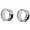 Ayoiow 2 Pezzo Tunnel Dilatatore Orecchio Acciaio, Dilatatore Lobo Uomo 4-20mm con Zirconia Cubica Dilatatore Tunnel Argento