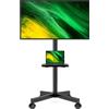 HEMUDU Supporto per pavimento - TV - Televisore mobile - Supporto per televisori LED e LCD da 23 a 60 pollici - Carrello per TV con ruote e piano di appoggio - Fino a 35 kg