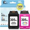 Merkloos Solidchoice - Cartucce d'inchiostro rigenerate per HP 305 XL, confezione mista (nero e colori)