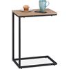 Relaxdays Tavolino da Divano a Forma di C, 60x30x45 cm, Tavolo da Salotto e Camera da Letto, Acciaio e MDF, Nero Marrone