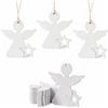 HERZONE 40 ciondoli a forma di angelo custode in legno, 6 cm, portafortuna, decorazione natalizia (bianco-B)