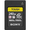 Sony CEA-G240T Scheda di memoria Flash Cfexpress tipo A TOUGH da 240 GB. Serie G ad alta velocità VPG400 con garanzia di prestazioni video (lettura 1800 MB/s e scrittura 1700 MB/s)