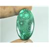Pietra preziosa ovale cabochon design malacaite verde naturale 21 x 40 mm 72 ct.
